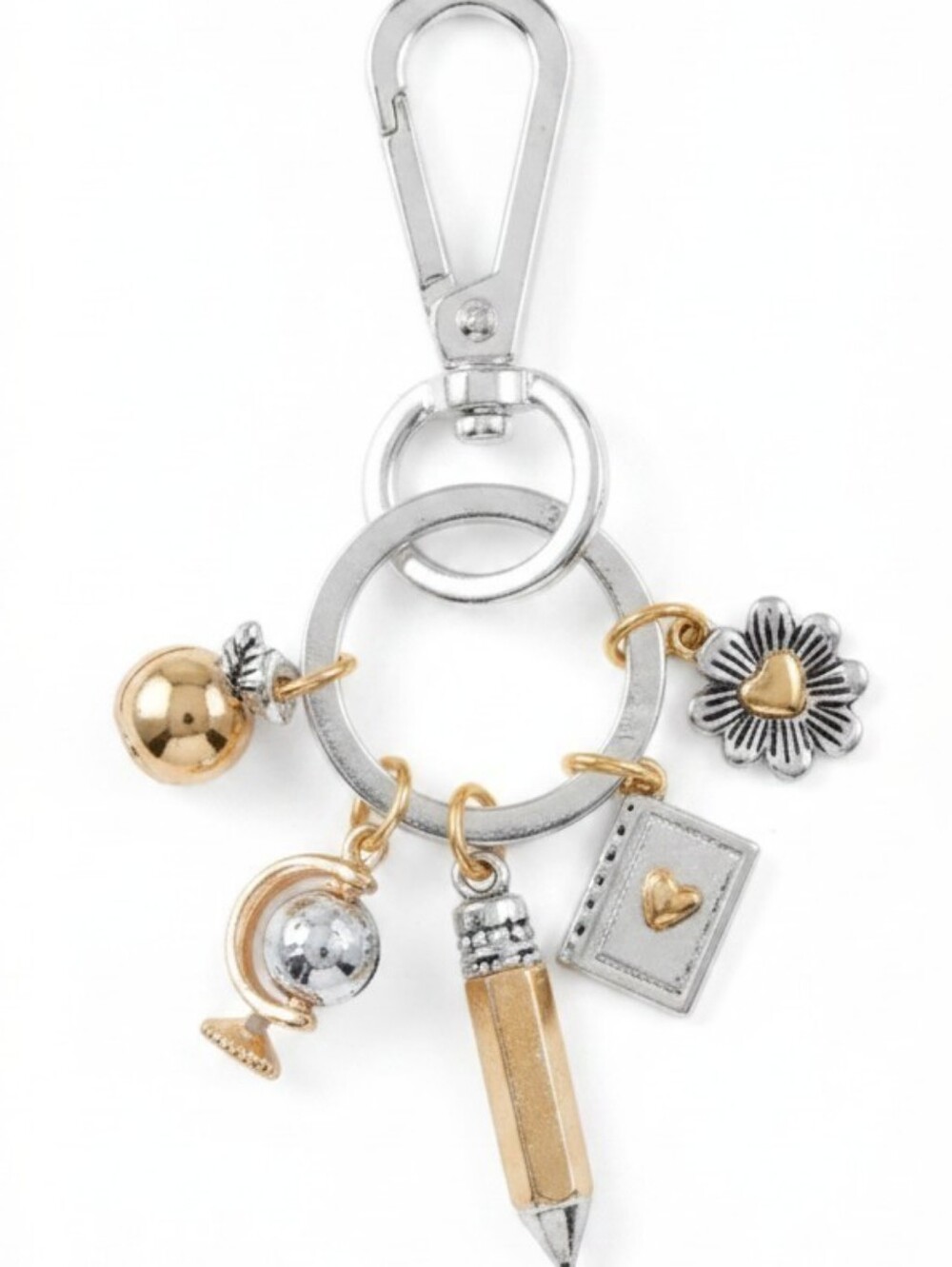 🩶▪️True To Form▪️ Two- Tone Gold/Silver School Themed Bag Charm Or Key Ring